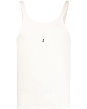 Saint Laurent Ivory Cotton Tank Top - White