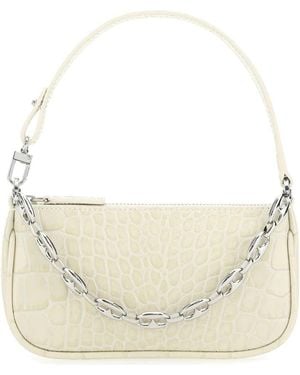 BY FAR Ivory Leather Mini Rachel Handbag - Natural