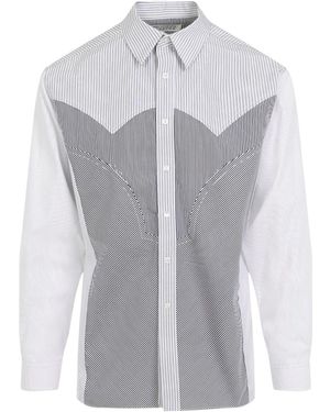 Maison Margiela Striped Patchwork Shirt - Grey