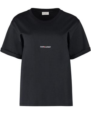 Saint Laurent Cotton Crew-Neck T-Shirt - Black