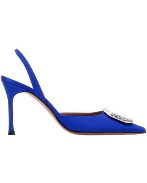 AMINA MUADDI Electric Satin Camelia Pumps - Blue