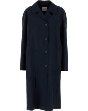 Miu Miu Mohair Blend Oversize Overcoat - Blue