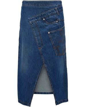 JW Anderson Twisted Midi Skirt Denim - Blue