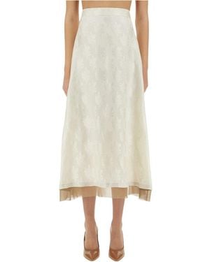 Fendi Ff Silk Skirt - Natural