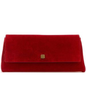 KHAITE Suede Audrey Clutch - Red