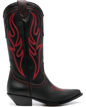 Sonora Boots Embroidered Suede Western Boots - Black