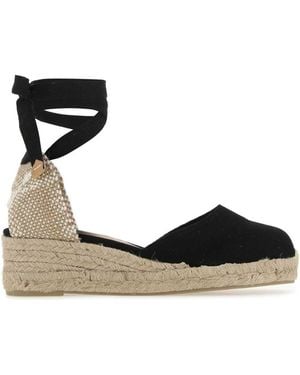 Castañer Canvas Carina Wedges Sandal - Black