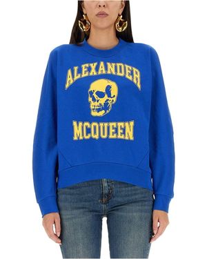 McQueen Varsiity Skull Sweatshirt - Blue