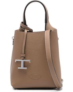 Tod's Hammered Leather Micro Bag in Gray | Lyst