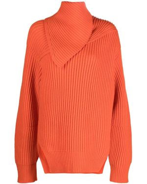 Jil Sander Long Sleeves Foulard Neck Cardigan - Orange