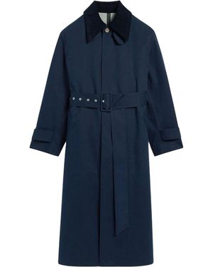 Ami Paris Waterproof Coat With Belt - Blue