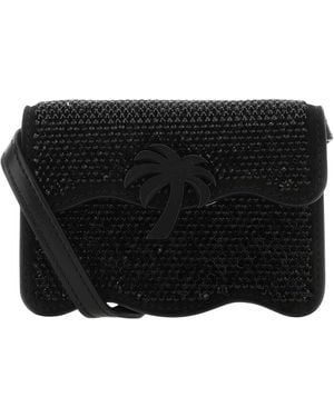 Palm Angels Embellished Leather Micro Palm Beach Crossbody Bag - Black