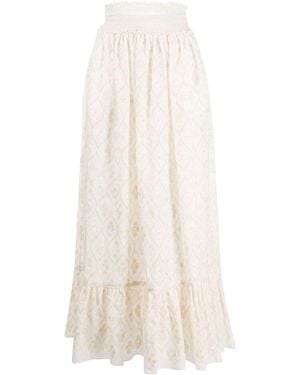 Gucci Floral Broderie Anglaise Skirt - White