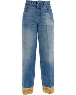 Valentino Washed Jeans With Jacquard Bottoms in Blue | Lyst