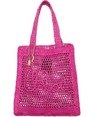 Chloé Summer Banana Raffia Tote - Pink
