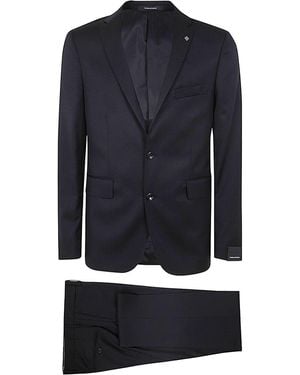 Tagliatore Classic Suit With Constructed Shoulder - Blue