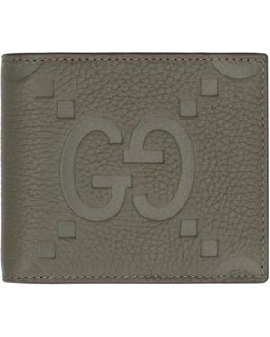 Gucci Jumbo Gg Print Wallet - Grey