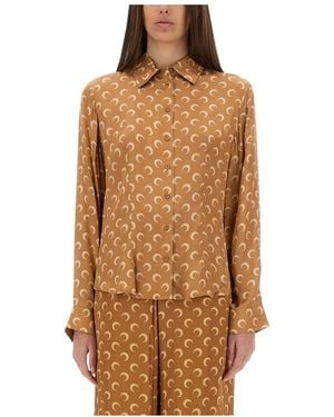 Marine Serre Moon Satin Shirt - Natural