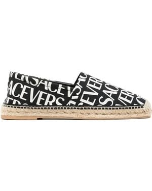 Versace Logo Print Espadrilles - Black