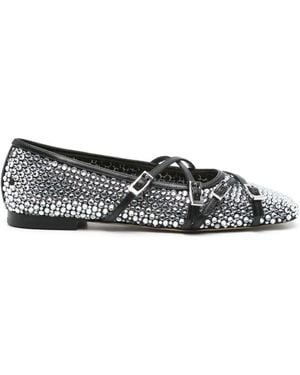 Mach & Mach Embellished Fabric Ballerinas - Metallic