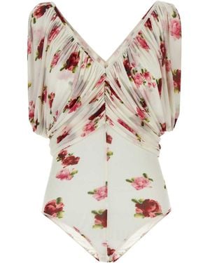 Magda Butrym Printed Jersey Bodysuit - Natural
