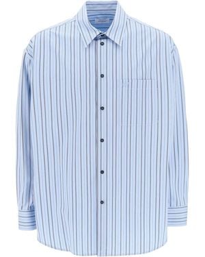 Off-White c/o Virgil Abloh Light Striped Shirt Long Sleeves Cottonpoplin - Blue