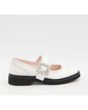 Roger Vivier Viv' Rangers Ballet Flats - White