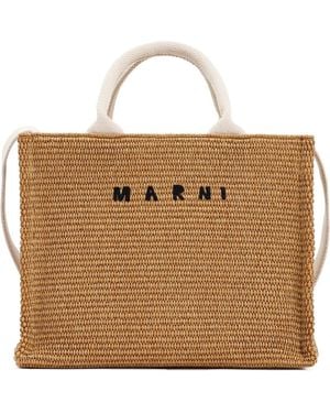 Marni Raffia East-West Tote Bag - Brown