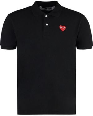 COMME DES GARÇONS PLAY Cotton-Piqué Polo Shirt - Black
