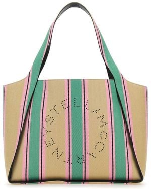 Stella McCartney Embroidered Raffia Stella Logo Shopping Bag - Multicolor