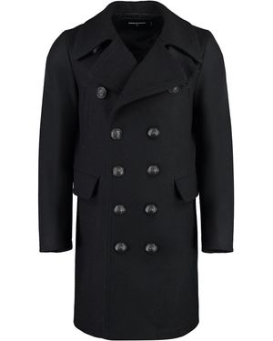 DSquared² Wool Blend Double-Breasted Coat - Black