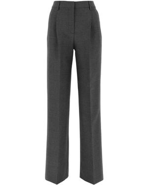 Burberry Dark Wool Wide-Leg Pant - Gray