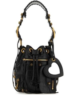 Balenciaga Leather Le Cagole Xs Bucket Bag - Black