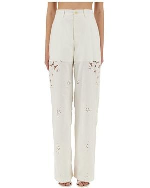 Marine Serre Upcycled Linen Trousers - White