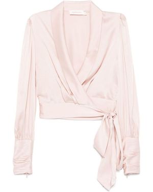 Zimmermann Silk Wrap Top - Pink