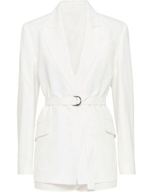 スーツ BRUNELLO CUCINELLI Shiny linen twill jacket with necklace Brunello Cucinelli Shiny Linen Twill Jacket With Necklace in