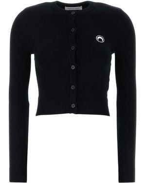Marine Serre Stretch Viscose Cardigan - Black