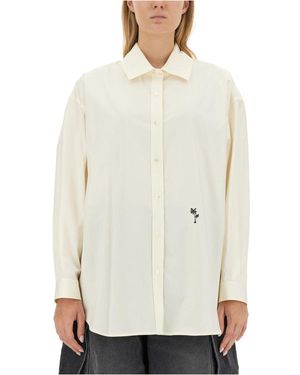 Palm Angels Shirt With Embroidered Logo - White