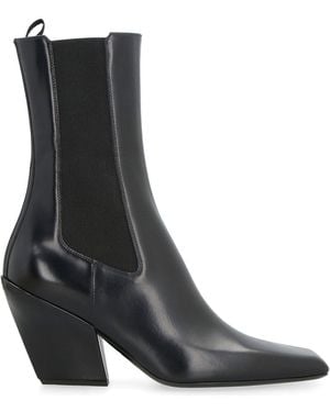 Prada Leather Ankle Boots - Black