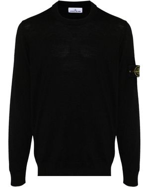 Stone Island Virgin Wool Crew-Neck Sweater - Black