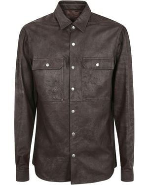 Rick Owens Outeshirt Leather Jacket - Black