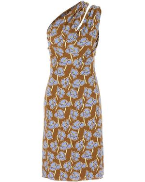 Versace Printed Stretch Crepe One-Shoulder Dress - Multicolour
