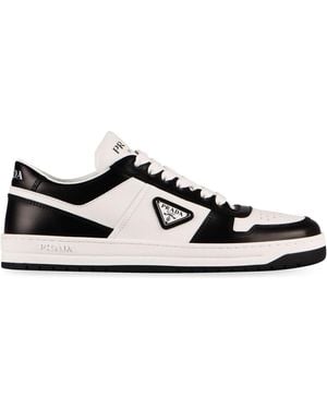 Prada Downtown Leather Low-Top Trainers - Black