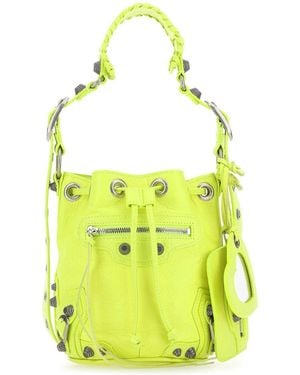 Balenciaga Fluo Leather Le Cagole Xs Bucket Bag - Yellow