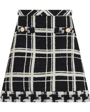 【関税&送料込】Valentino Garavani Macro Check Tweed Mini Sk Valentino Garavani Macro Check Tweed Mini Skirt in Black | Lyst