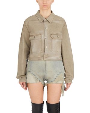 Rick Owens Cropped Denim Outershirt with Cape Sleeves - Natural