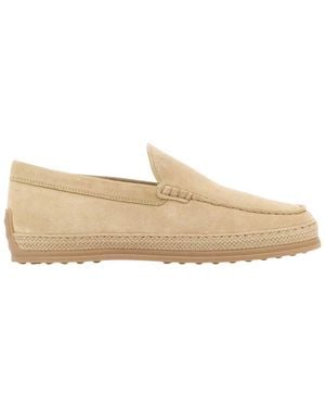 Tod's Sand Suede Loafers - Natural