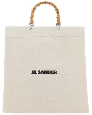 トートバッグ JIL SANDER SAND CANVAS SHOPPING BAG Jil Sander Sand Canvas Handbag in Natural | Lyst