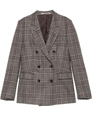 Tagliatore Prince Of Wales Check Double-Breasted Jacket - Brown