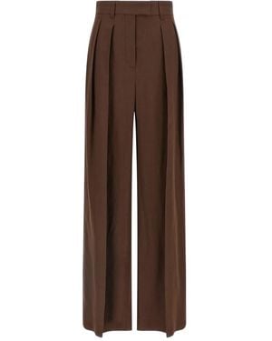 Brunello Cucinelli Linen Blend Sartorial Trousers - Brown